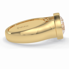 Beacon 3.60 Carat Round VS1 Lab-Grown Bezel Engagement Ring in 18K Yellow Gold