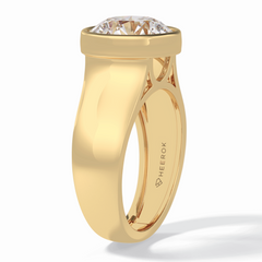 Beacon 3.60 Carat Round VS1 Lab-Grown Bezel Engagement Ring in 18K Yellow Gold