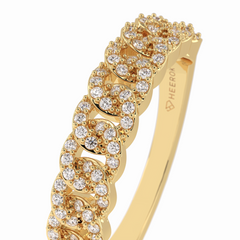 BloomBand 0.37 Carat Round VS1 Lab-Grown Wedding Band in 18K Yellow Gold