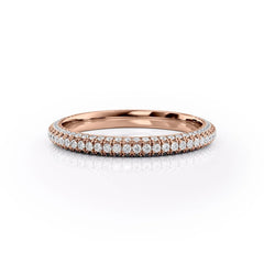 Brilliant Shine VVS1 Lab-Grown Half Eternity Wedding Band in 18K Rose Gold Front View