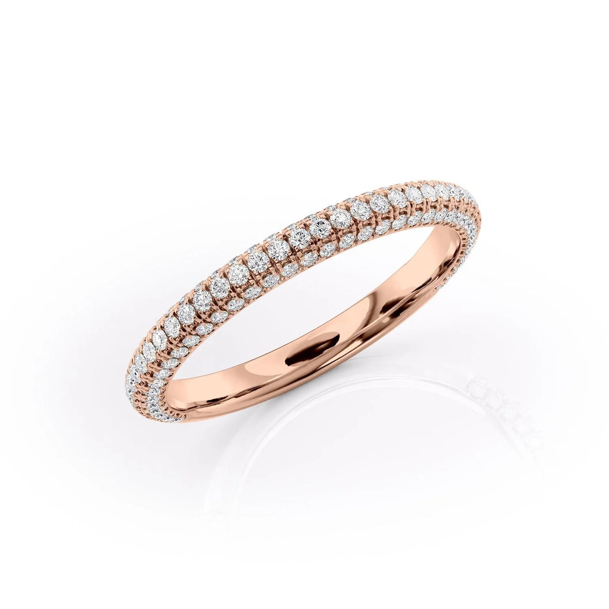 Brilliant Shine VVS1 Lab-Grown Half Eternity Wedding Band in 18K Rose Gold Standing View