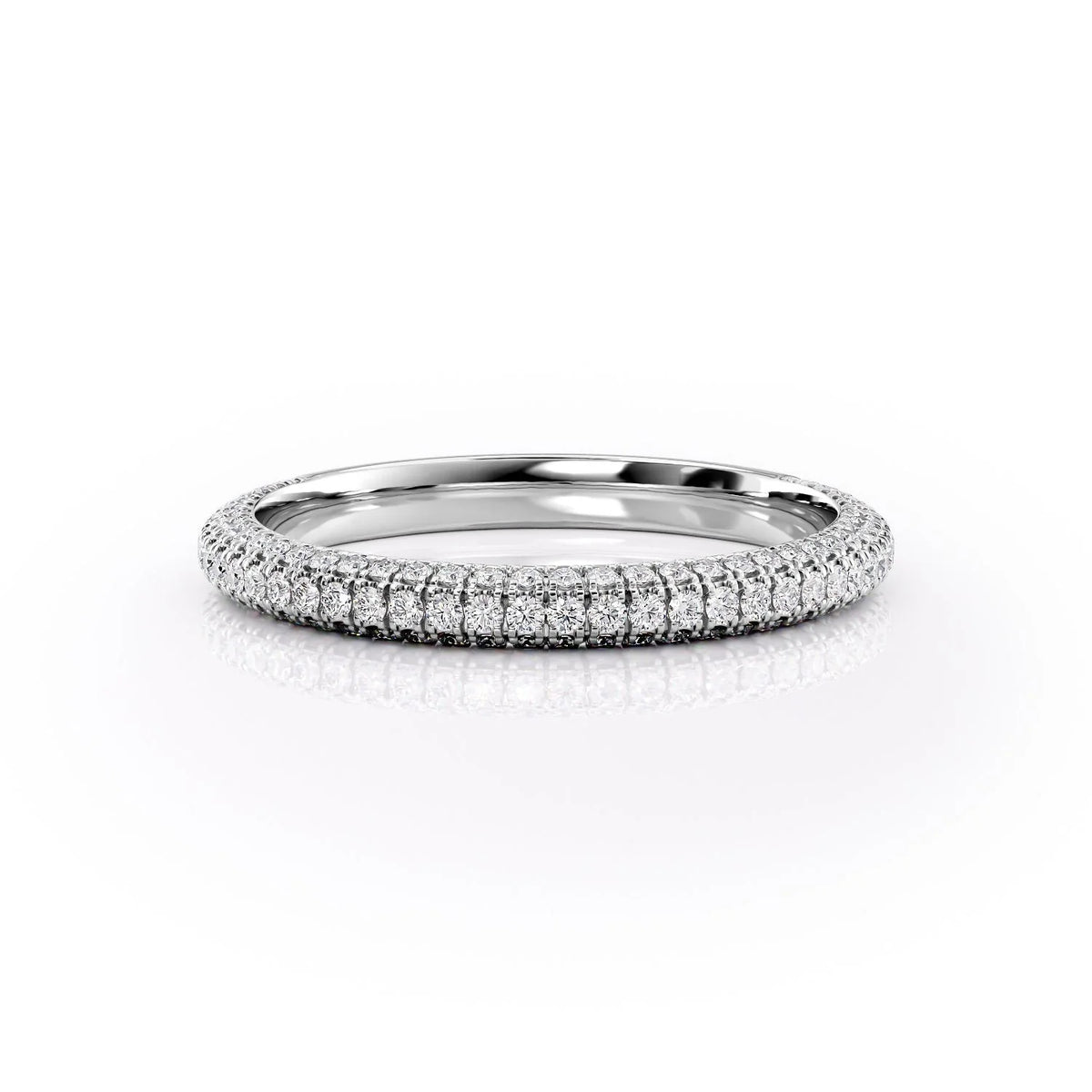Brilliant Shine VVS1 Lab-Grown Half Eternity Wedding Band in 18K White Gold Front View