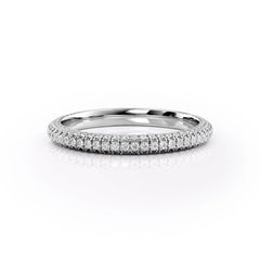 Brilliant Shine VVS1 Lab-Grown Half Eternity Wedding Band in 18K White Gold Front View