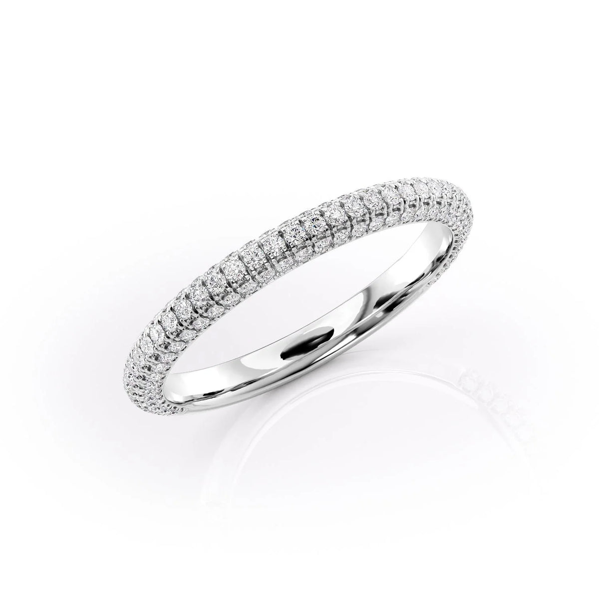 Brilliant Shine VVS1 Lab-Grown Half Eternity Wedding Band in 18K White Gold Standing View