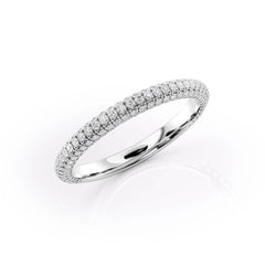 Brilliant Shine VVS1 Lab-Grown Half Eternity Wedding Band in 18K White Gold Standing View
