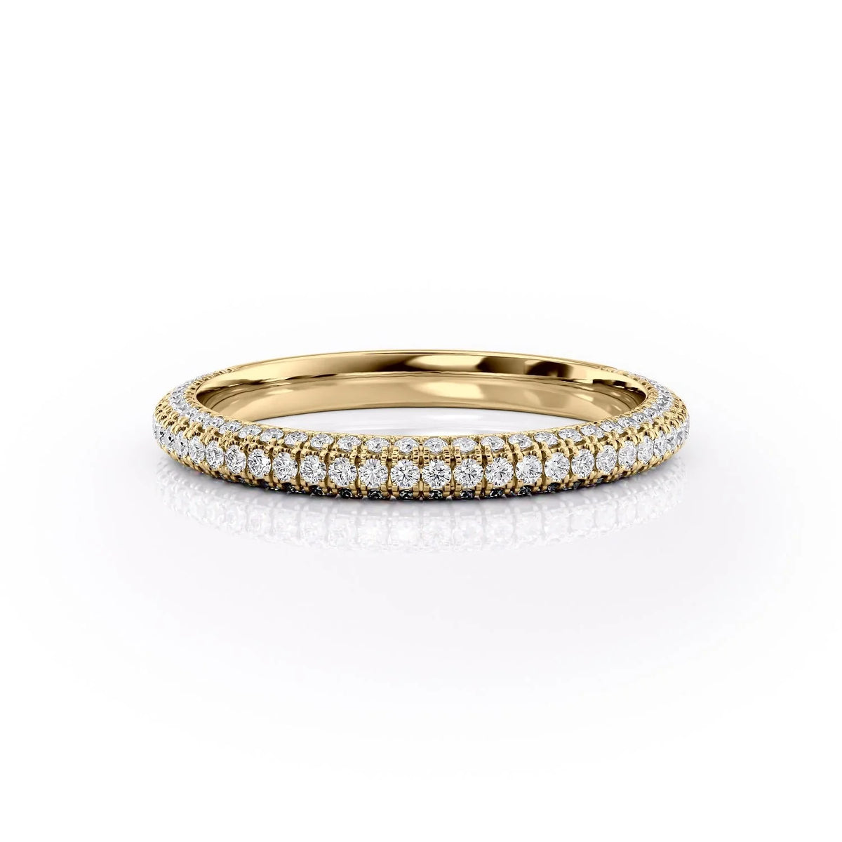 Brilliant Shine VVS1 Lab-Grown Half Eternity Wedding Band in 18K Yellow Gold Front View