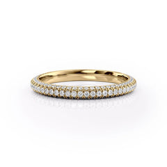 Brilliant Shine VVS1 Lab-Grown Half Eternity Wedding Band in 18K Yellow Gold Front View