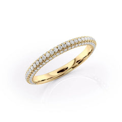 Brilliant Shine VVS1 Lab-Grown Half Eternity Wedding Band in 18K Yellow Gold Standing View