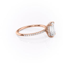 Cascade Steps 1.86 Carat VVS Lab-Grown Emerald Hidden Halo Pave Engagement Ring in 18K Rose Gold Right View 