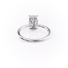 Cascade Steps 1.86 Carat VVS Lab-Grown Emerald Hidden Halo Pave Engagement Ring in 18K White Gold Back View 