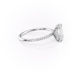 Cascade Steps 1.86 Carat VVS Lab-Grown Emerald Hidden Halo Pave Engagement Ring in 18K White Gold Right View