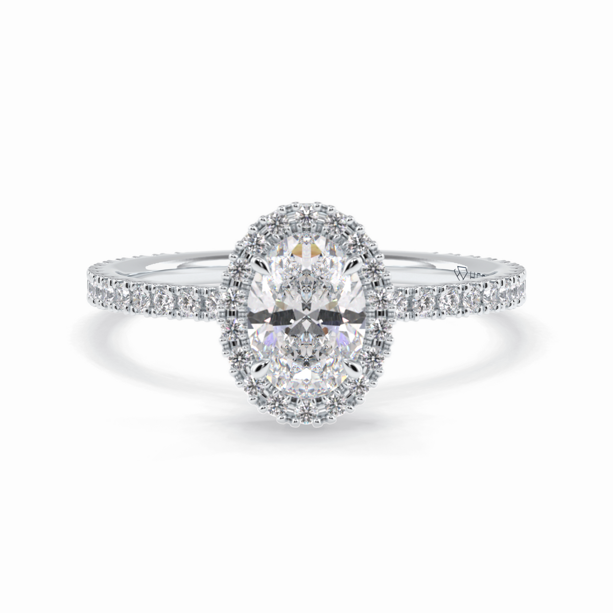 Celestial 0.75 Carat Oval VS1 Lab-Grown Halo Engagement Ring in 18k White Gold