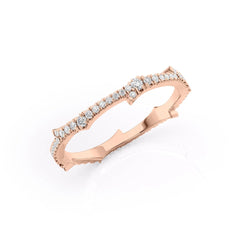 Celeste Arrow VVS1 Lab-Grown Half Eternity Wedding Band in 18K Rose Gold Standing View