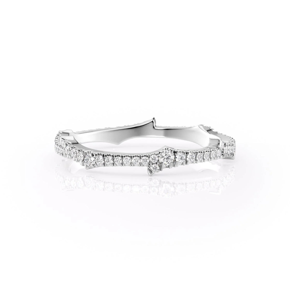 Celeste Arrow VVS1 Lab-Grown Half Eternity Wedding Band in 18K White Gold Front View