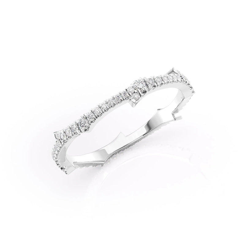Celeste Arrow VVS1 Lab-Grown Half Eternity Wedding Band in 18K White Gold Standing View