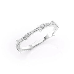 Celeste Arrow VVS1 Lab-Grown Half Eternity Wedding Band in 18K White Gold Standing View