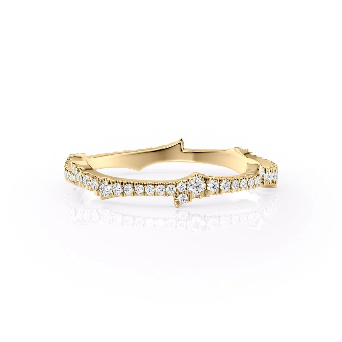 Celeste Arrow VVS1 Lab-Grown Half Eternity Wedding Band in 18K Yellow Gold Front View