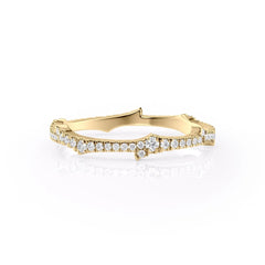 Celeste Arrow VVS1 Lab-Grown Half Eternity Wedding Band in 18K Yellow Gold Front View