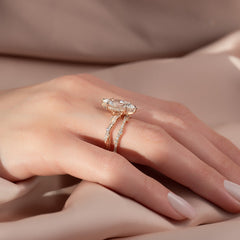 Celeste Arrow VVS1 Lab-Grown Half Eternity Wedding Band in 18K Yellow Gold Hand View