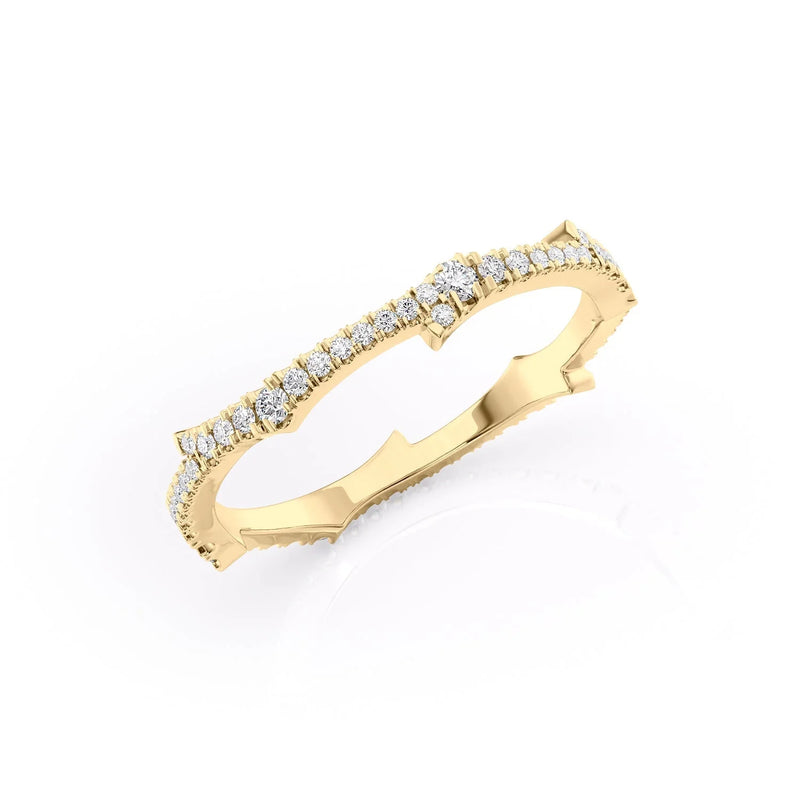 Celeste Arrow VVS1 Lab-Grown Half Eternity Wedding Band in 18K Yellow Gold Standing View