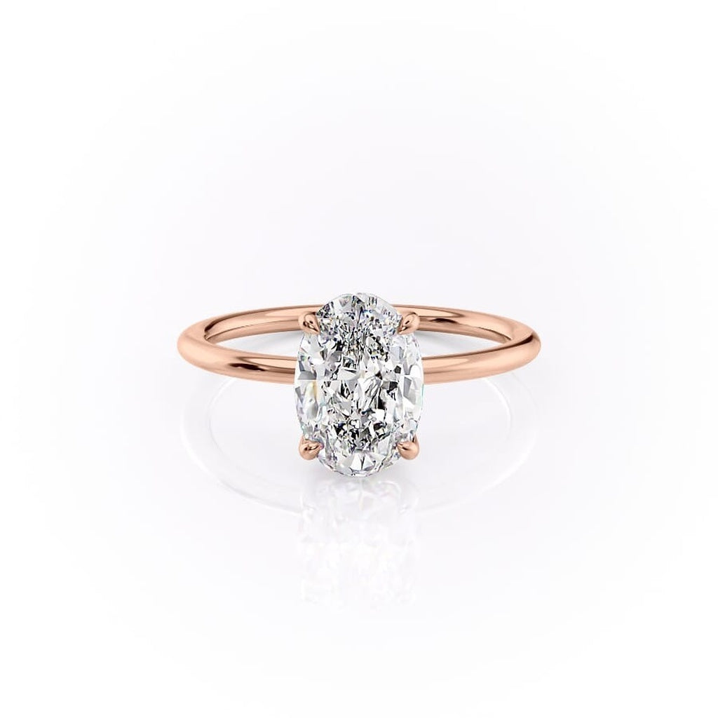 Celeste Oval 2 Carat VVS1 Lab-Grown Solitaire Engagement Ring in 18K Rose Gold Front View