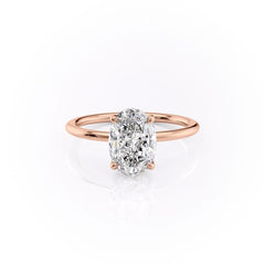 Celeste Oval 2 Carat VVS1 Lab-Grown Solitaire Engagement Ring in 18K Rose Gold Front View