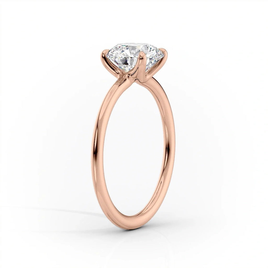 Celeste Oval 2 Carat VVS1 Lab-Grown Solitaire Engagement Ring in 18K Rose Gold Stand View