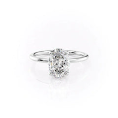 Celeste Oval 2 Carat VVS1 Lab-Grown Solitaire Engagement Ring in 18K White Gold Front View