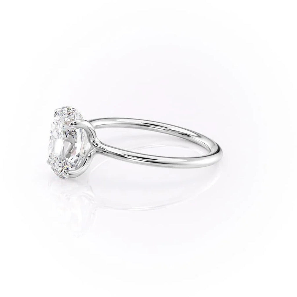 Celeste Oval 2 Carat VVS1 Lab-Grown Solitaire Engagement Ring in 18K White Gold Left View
