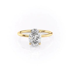 Celeste Oval 2 Carat VVS1 Lab-Grown Solitaire Engagement Ring in 18K Yellow Gold Front View