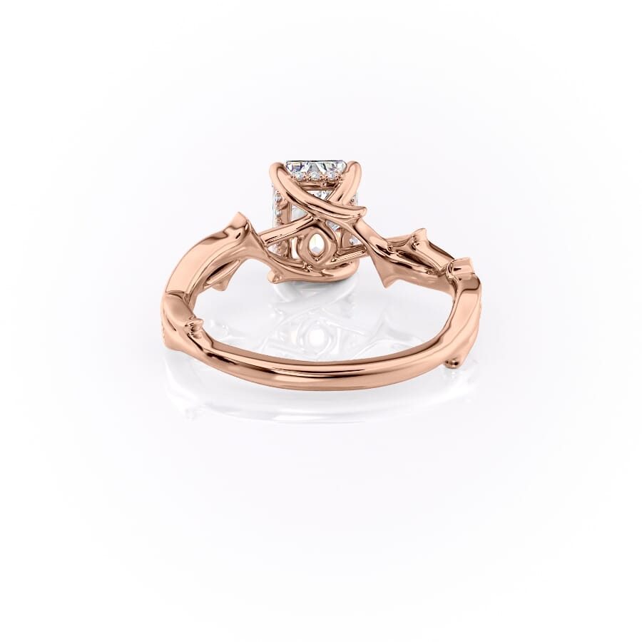 Celestia Arc 2.26 Carat VVS Lab-Grown Radiant Three Stone Pavé Engagement Ring in 18K Rose Gold Back View