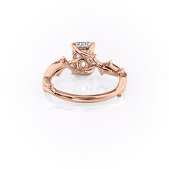 Celestia Arc 2.26 Carat VVS Lab-Grown Radiant Three Stone Pavé Engagement Ring in 18K Rose Gold Back View