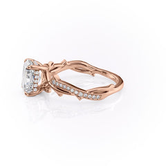 Celestia Arc 2.26 Carat VVS Lab-Grown Radiant Three Stone Pavé Engagement Ring in 18K Rose Gold Left View