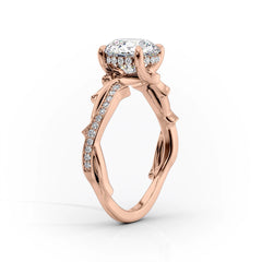 Celestia Arc 2.26 Carat VVS Lab-Grown Radiant Three Stone Pavé Engagement Ring in 18K Rose Gold Standing View