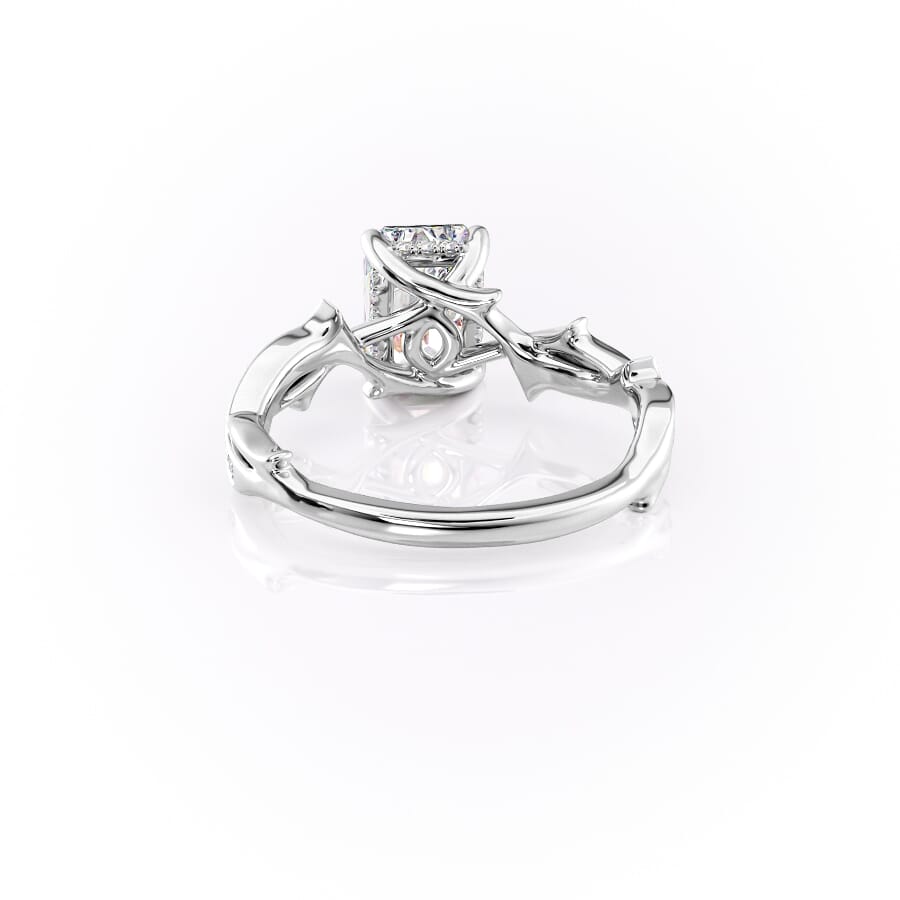 Celestia Arc 2.26 Carat VVS Lab-Grown Radiant Three Stone Pavé Engagement Ring in 18K White Gold Back View