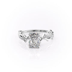 Celestia Arc 2.26 Carat VVS Lab-Grown Radiant Three Stone Pavé Engagement Ring in 18K White Gold Front View