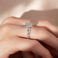 Celestia Arc 2.26 Carat VVS Lab-Grown Radiant Three Stone Pavé Engagement Ring in 18K White Gold Hand View