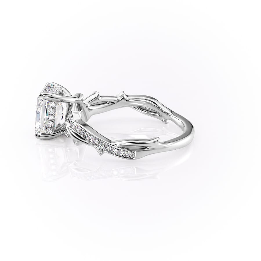 Celestia Arc 2.26 Carat VVS Lab-Grown Radiant Three Stone Pavé Engagement Ring in 18K White Gold Left View