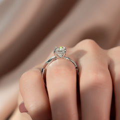 Celestia Arc 2.26 Carat VVS Lab-Grown Radiant Three Stone Pavé Engagement Ring in 18K White Gold Side View