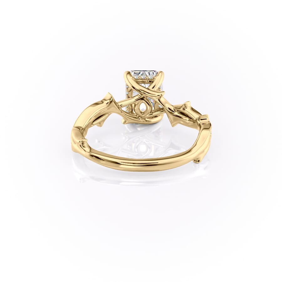 Celestia Arc 2.26 Carat VVS Lab-Grown Radiant Three Stone Pavé Engagement Ring in 18K Yellow Gold Back View