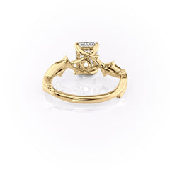 Celestia Arc 2.26 Carat VVS Lab-Grown Radiant Three Stone Pavé Engagement Ring in 18K Yellow Gold Back View
