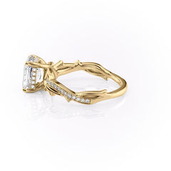Celestia Arc 2.26 Carat VVS Lab-Grown Radiant Three Stone Pavé Engagement Ring in 18K Yellow Gold Left View