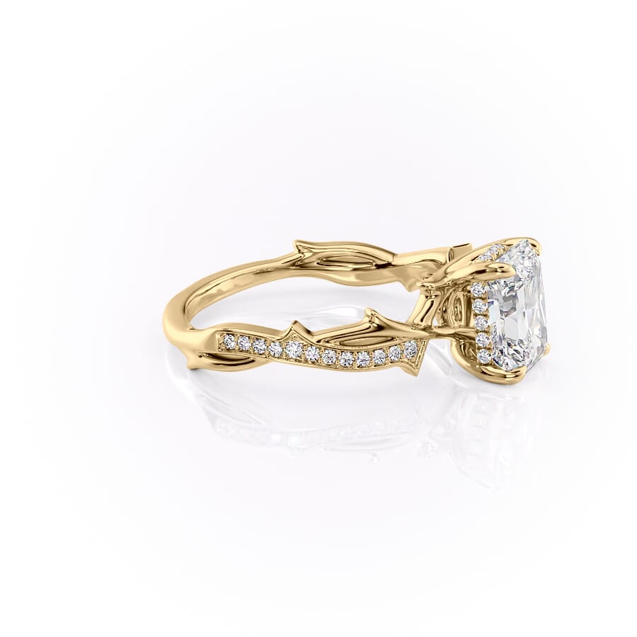 Celestia Arc 2.26 Carat VVS Lab-Grown Radiant Three Stone Pavé Engagement Ring in 18K Yellow Gold Right View