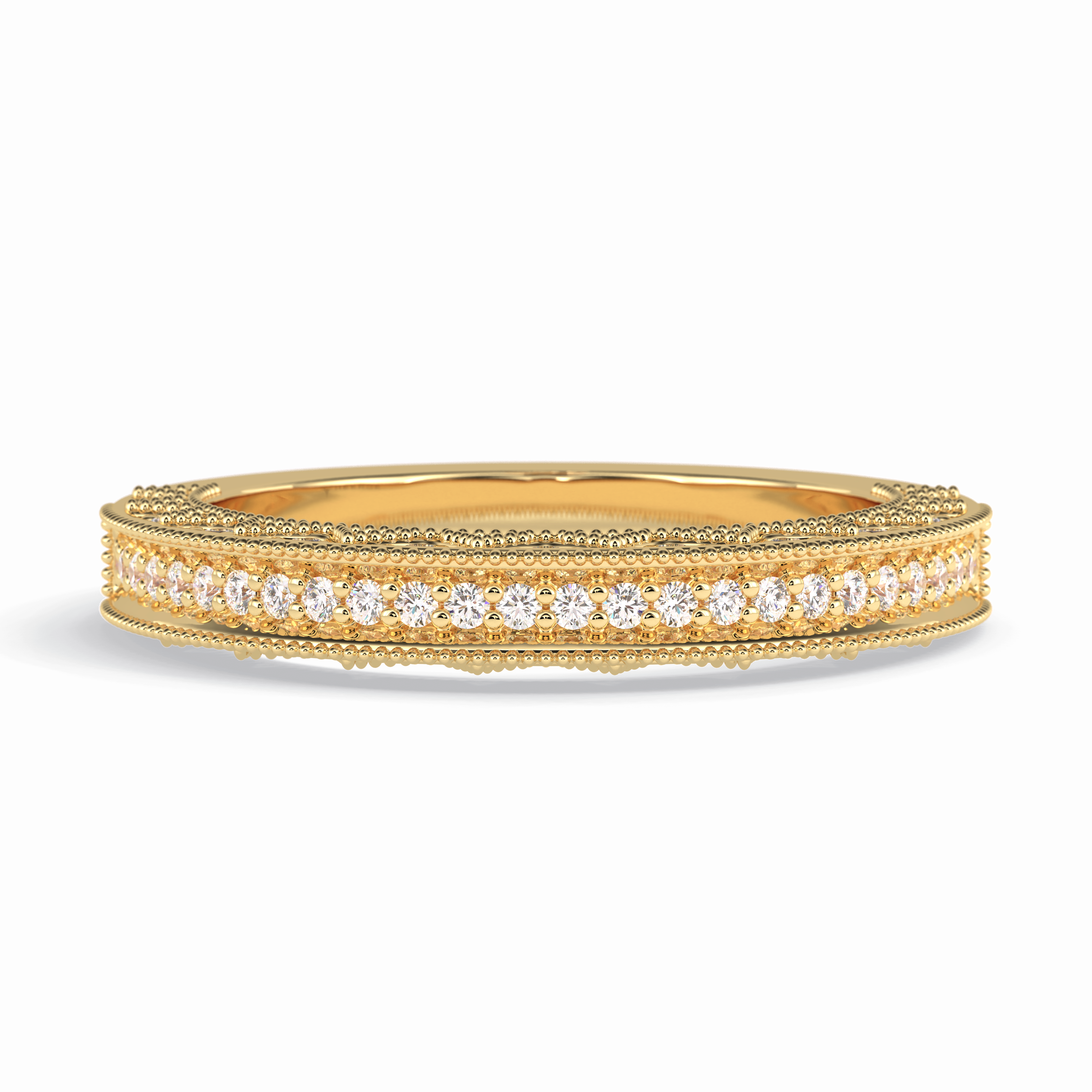 Stellar 0.27 Carat Round VVS1 Lab-Grown Pave Wedding Band in 18K Gold