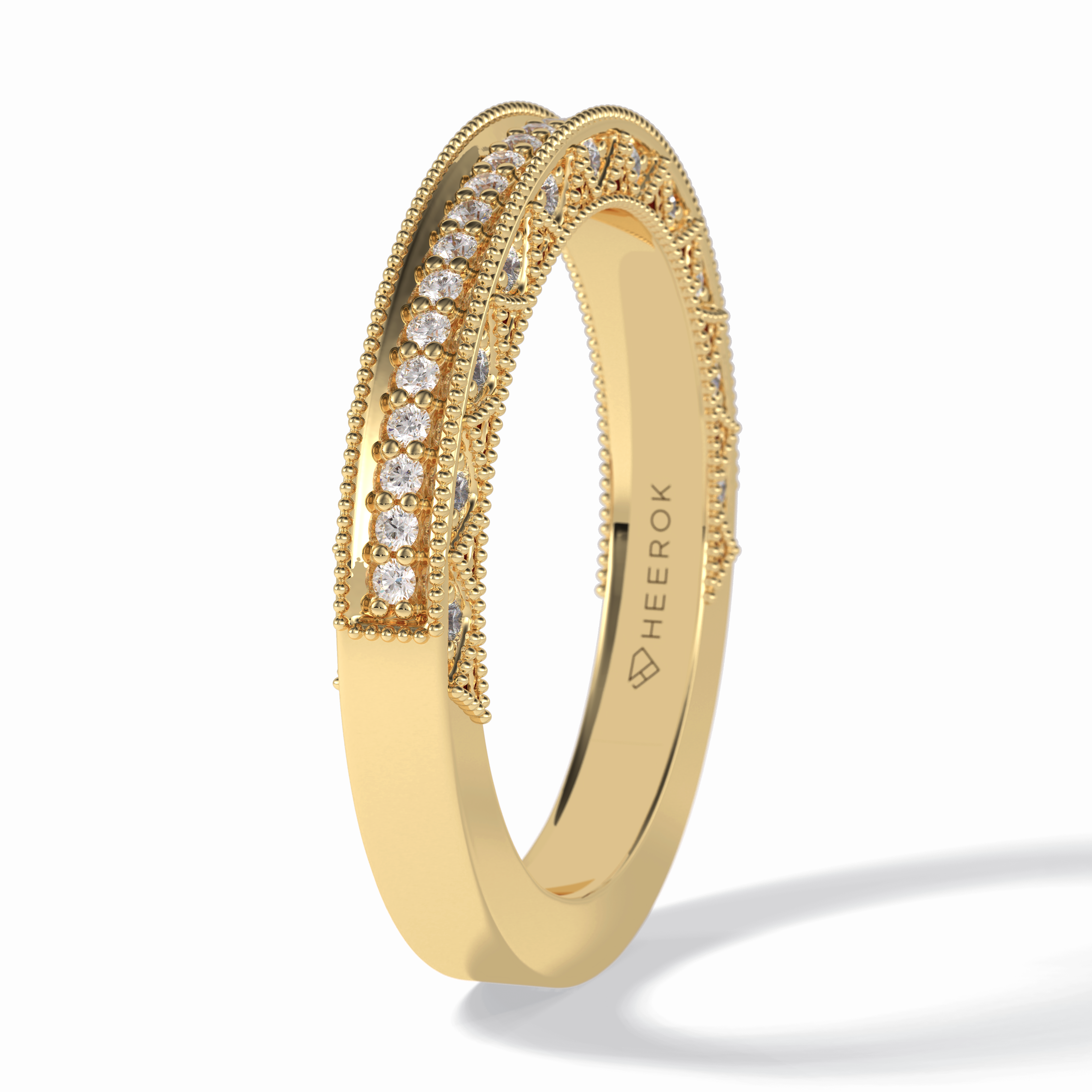 Stellar 0.27 Carat Round VVS1 Lab-Grown Pave Wedding Band in 18K Gold