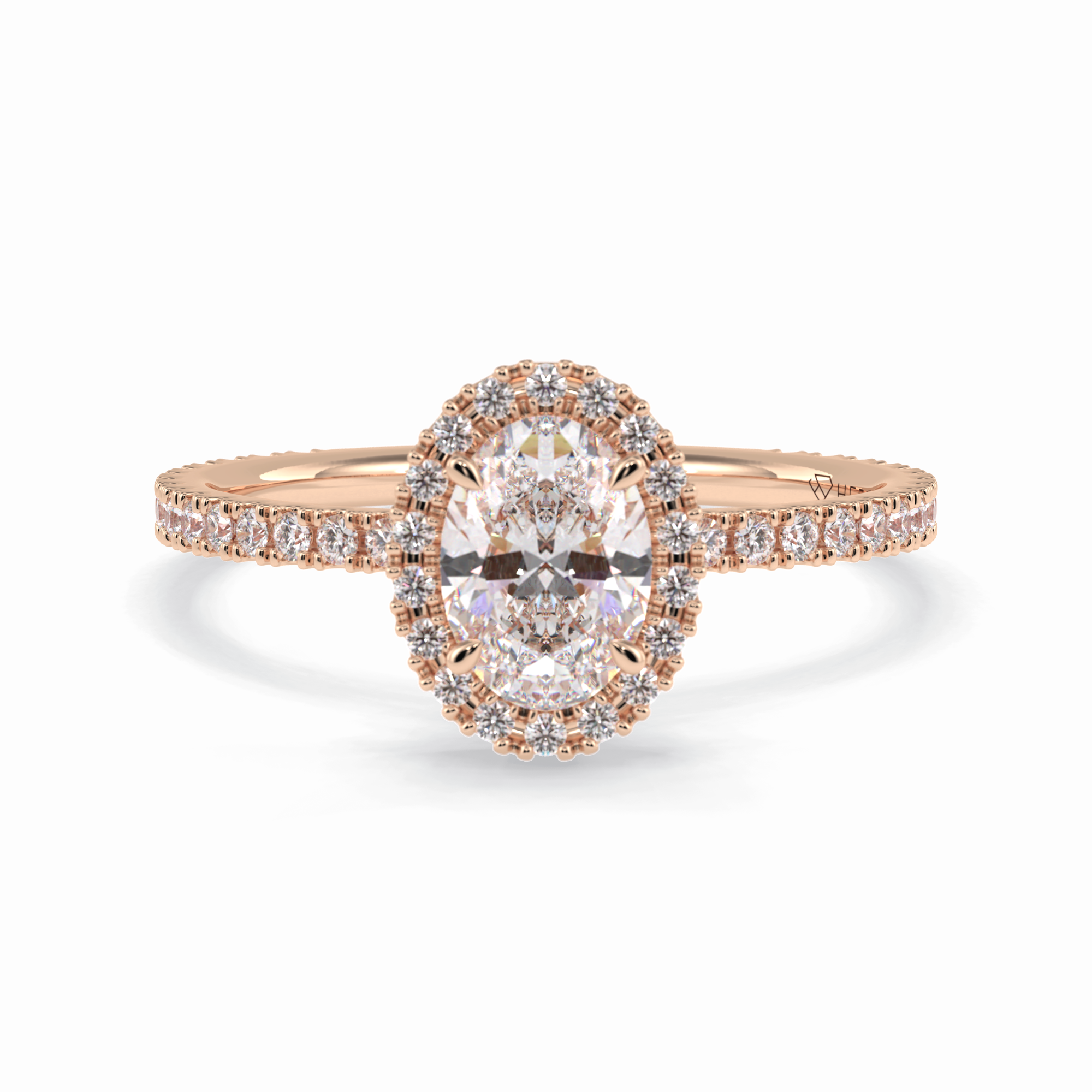Celestial 0.75 Carat Oval VS1 Lab-Grown Halo Engagement Ring in 18k Rose Gold
