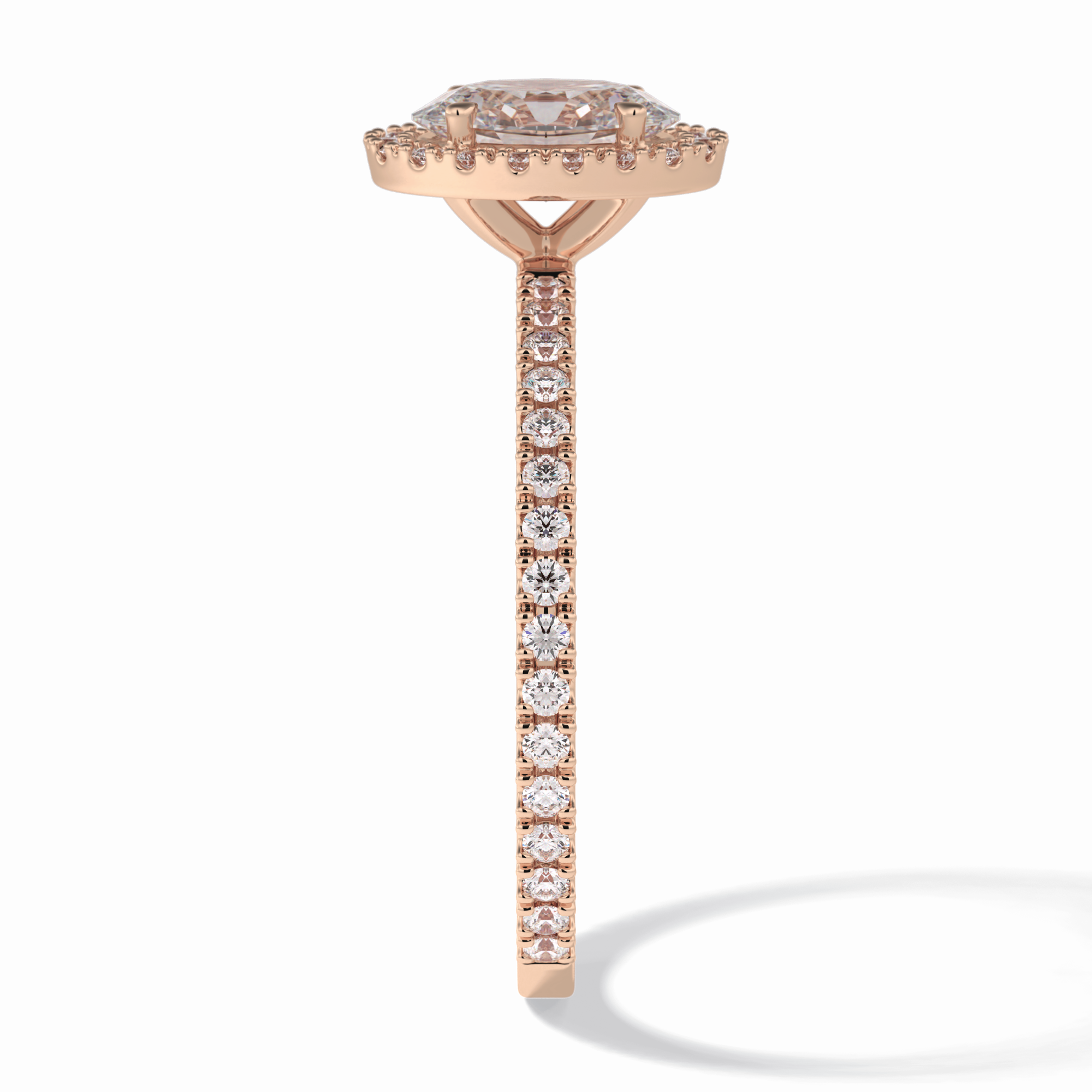 Celestial 0.75 Carat Oval VS1 Lab-Grown Halo Engagement Ring in 18k Rose Gold