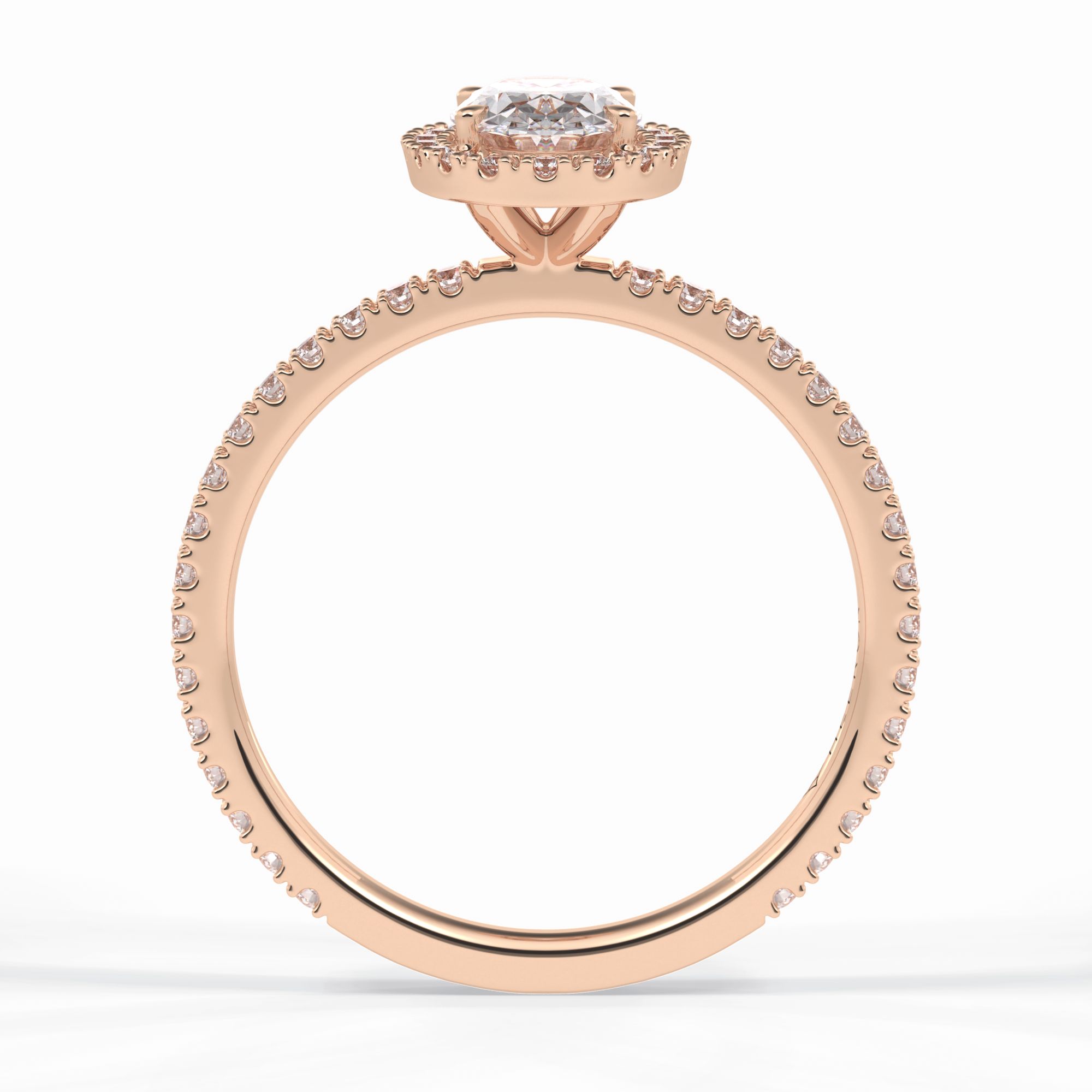 Celestial 0.75 Carat Oval VS1 Lab-Grown Halo Engagement Ring in 18k Rose Gold