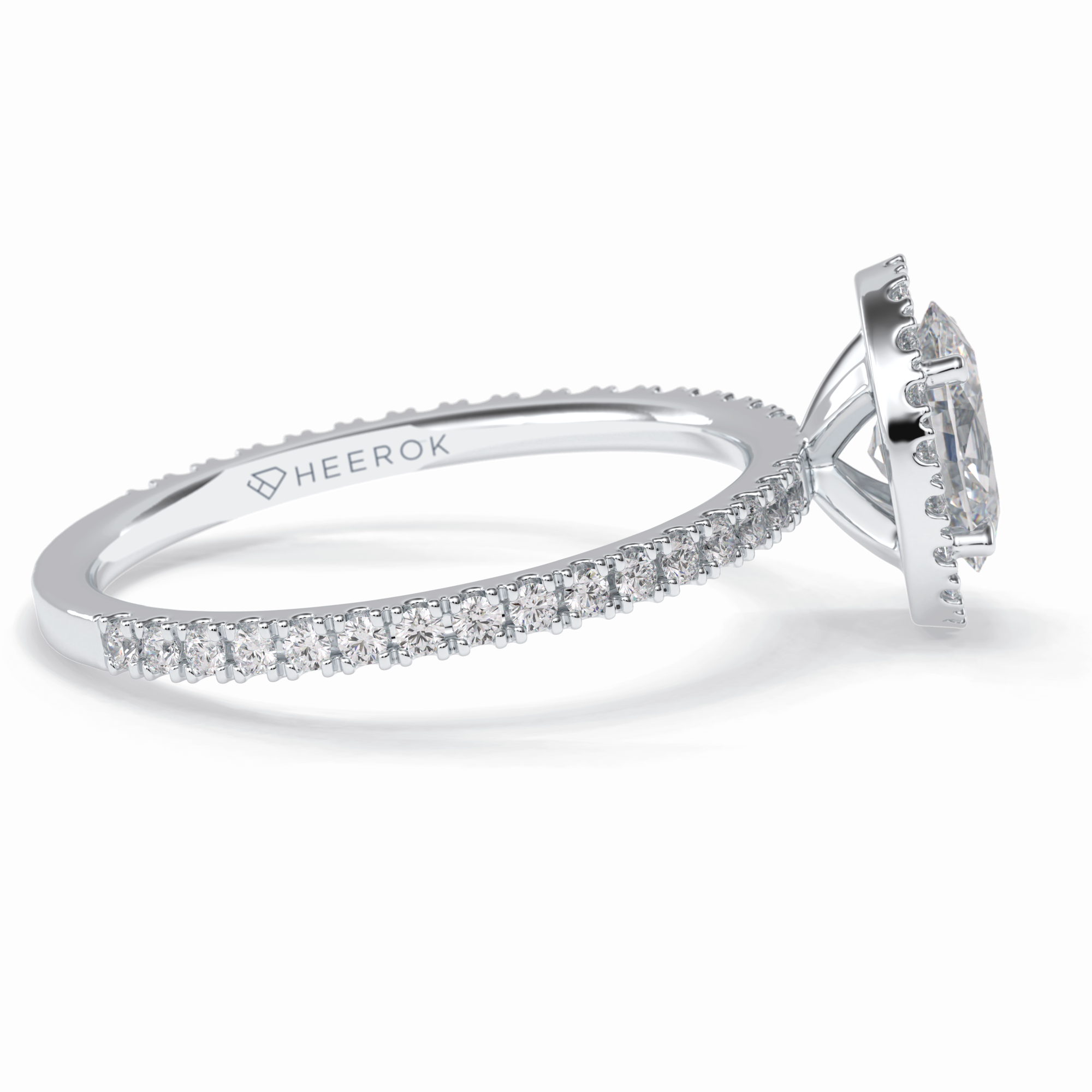 Celestial 0.75 Carat Oval VS1 Lab-Grown Halo Engagement Ring in 18k White Gold
