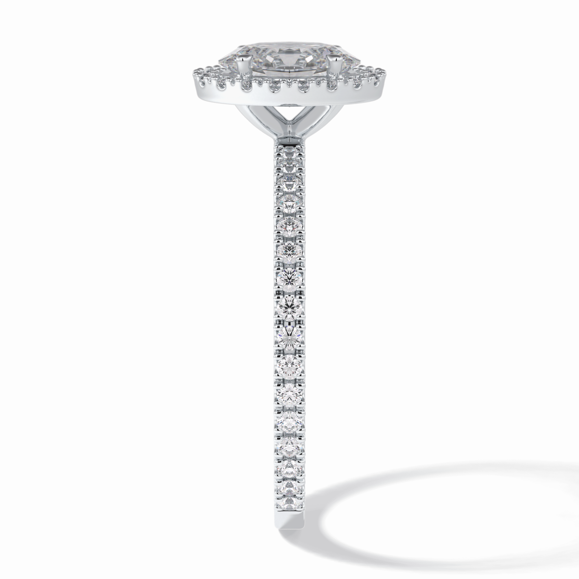 Celestial 0.75 Carat Oval VS1 Lab-Grown Halo Engagement Ring in 18k White Gold